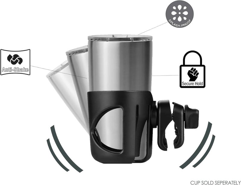 Digital Nc New Cup Holder Fits Most Rollators, Medline, etc. (Maximum Handle Width 1.7”) Strong Secure Fit. 360 Degrees Rotatable. Anti-Shake (Black) - Image 3